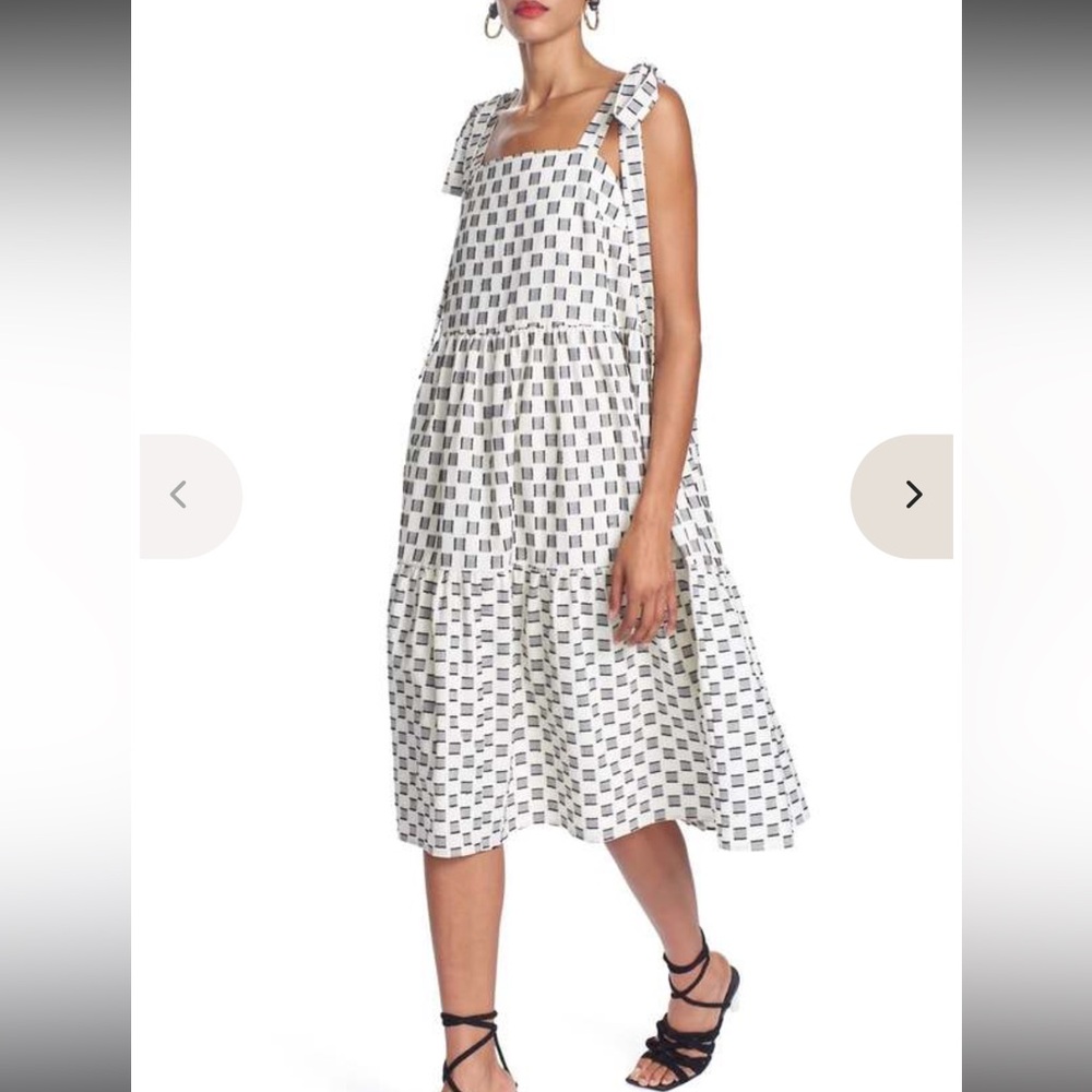 Corey Lynn Calter Black and White Checkered Dress elastic around back